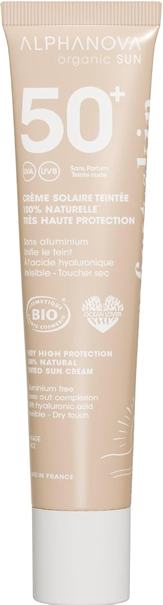 Alphanova crème solaire teintée nude SPF50 visage bio