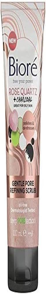 Bioré gommage doux visage quartz rose charbon peaux grasses non comédogène
