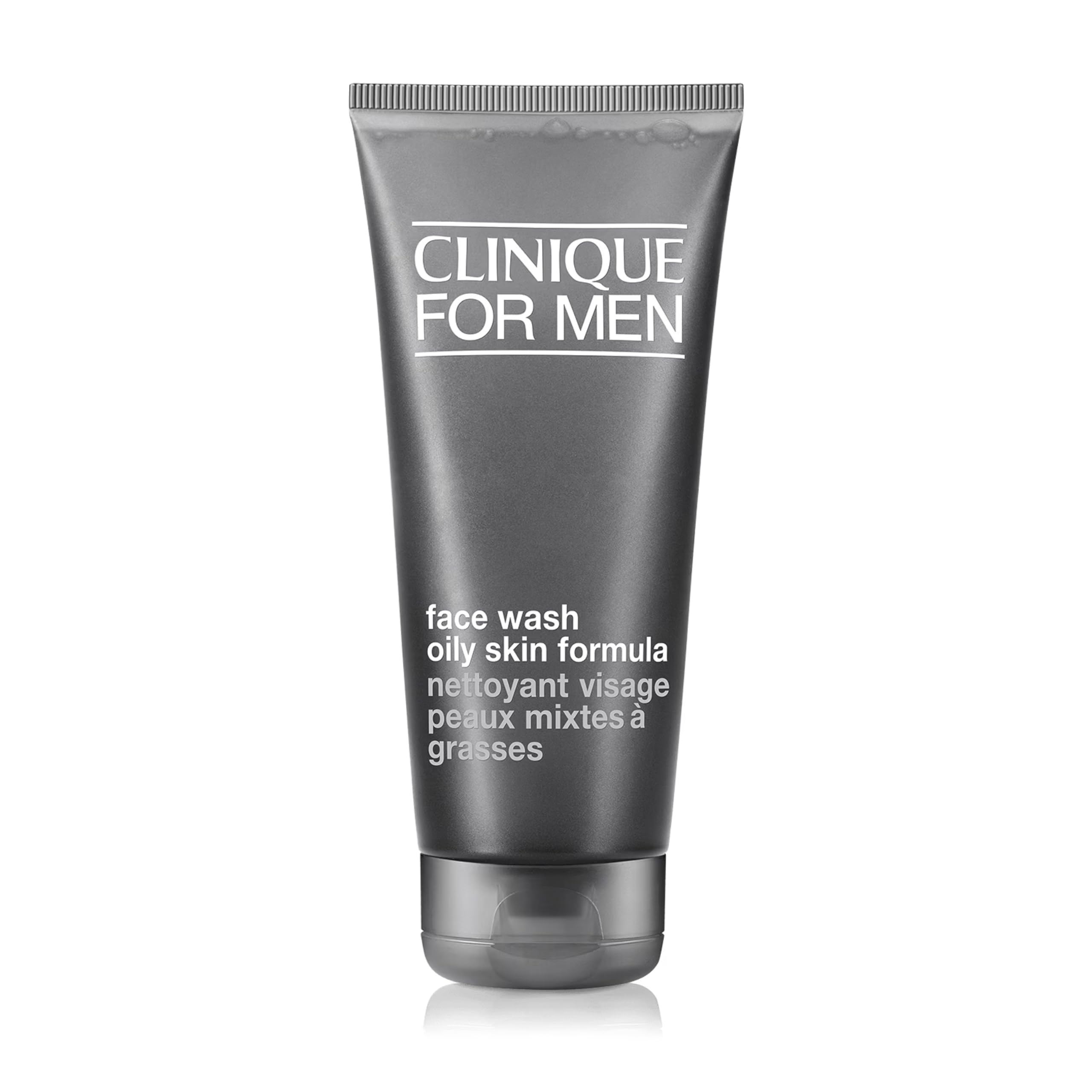Nettoyant visage Clinique For Men formule peaux grasses en tube gris
