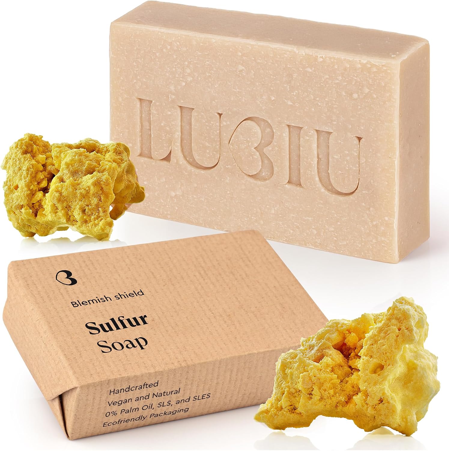 Savon au soufre lubiu sans parfum pour peau grasse à imperfections