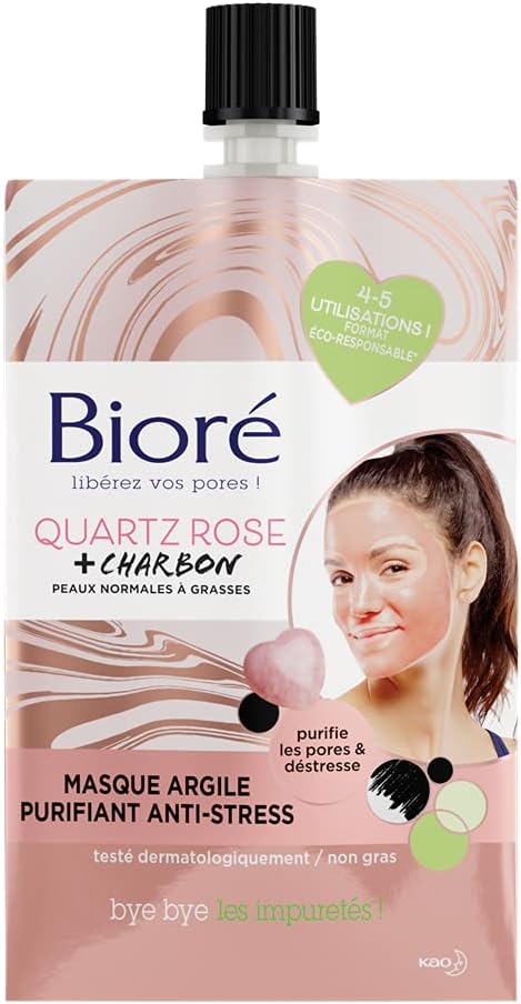 Bioré masque argile purifiant quartz rose charbon peaux normales à grasses non gras