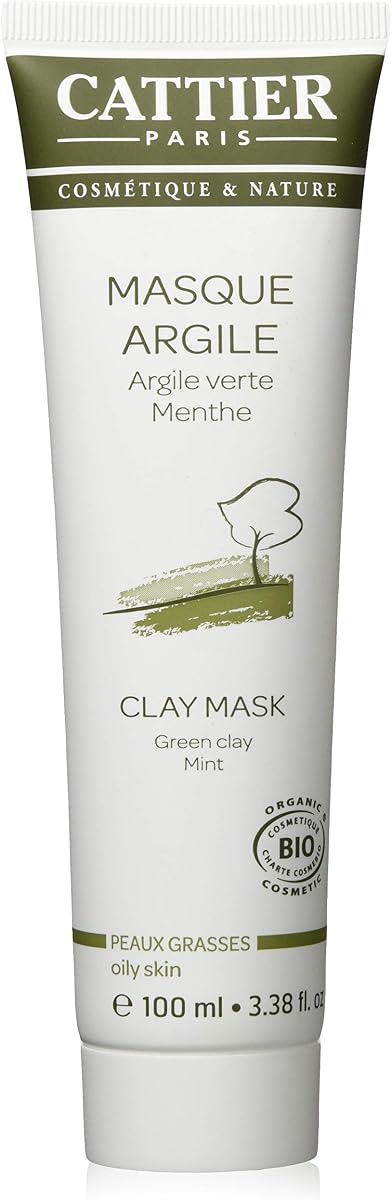 Cattier masque argile verte menthe bio peaux mixtes à grasses purifiant
