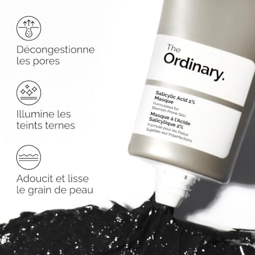 The Ordinary masque acide salicylique 2% charbon argile kaolin peau grasse points noirs