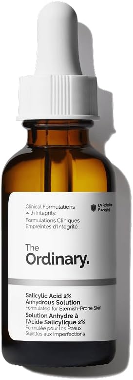 The Ordinary solution anhydre acide salicylique 2% BHA microkystes comédons fermés